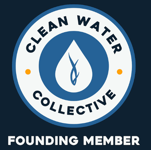 Clean Water Collective founding member badge with water droplet icon